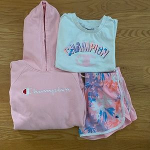 Champion Girls Bundle: Hoodie + Running Shorts + Tee (L)